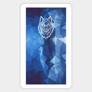 Wolf geometric style blue abstract background Magnet